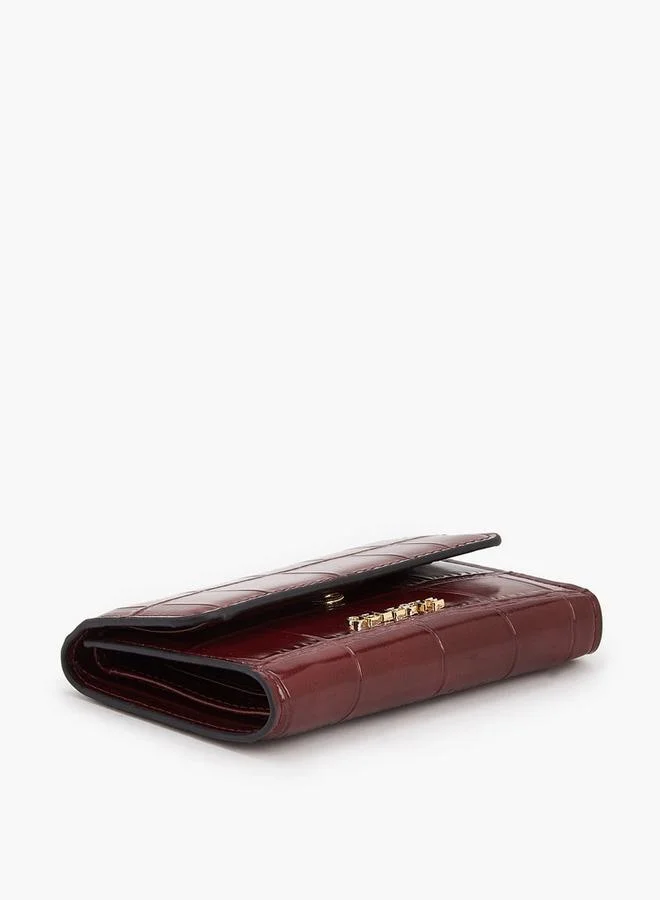 سيليست Textured Wallet with Button Closure